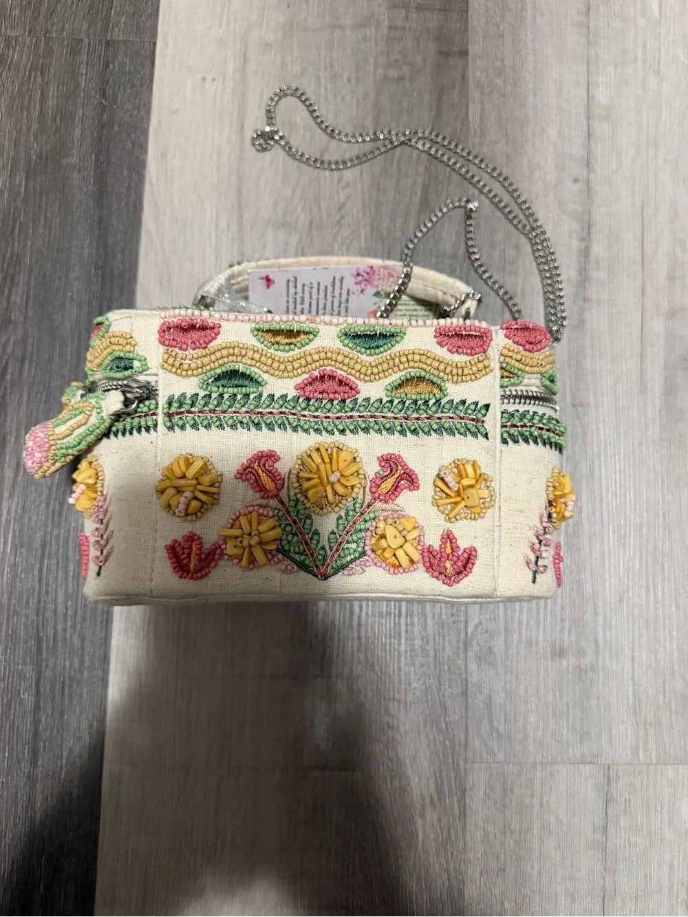 Embroidered Boho Beaded Crossbody Bag